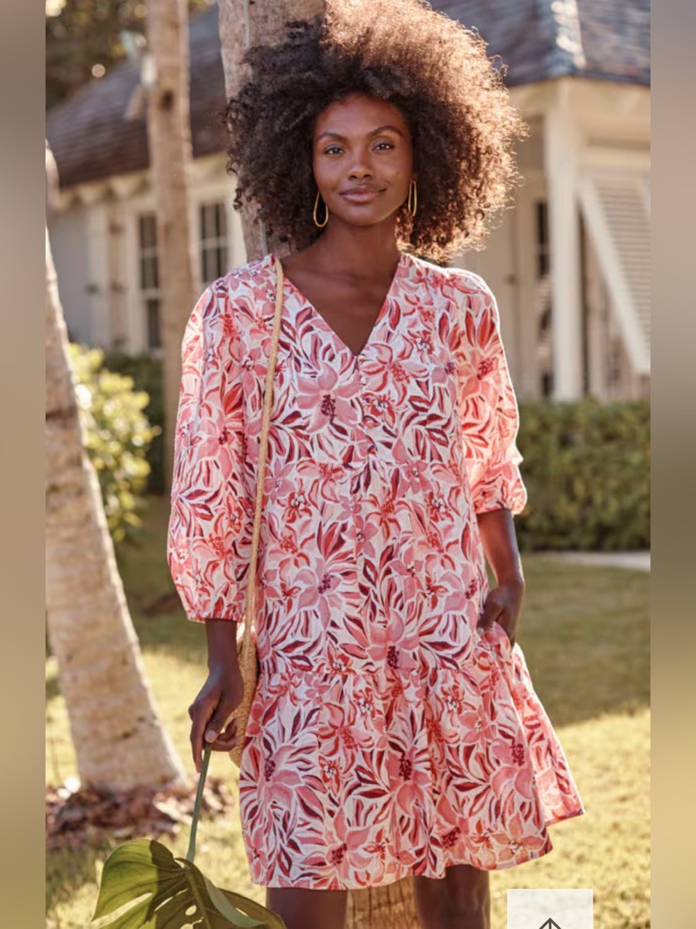 Garnet Hill Pink Coral Linen Tiered Dress Sz Small NWT